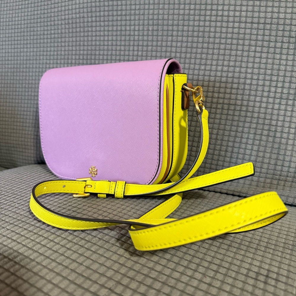 Tory Burch Emerson Color Block Crossbody Satchel Adjustable Shoulder Bag - Picture 4 of 13